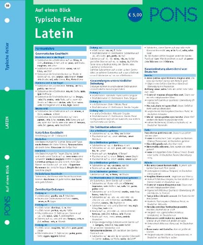 PONS Typische Fehler auf einen Blick Latein. kompakte Übersicht, effizient Fehler vermeiden