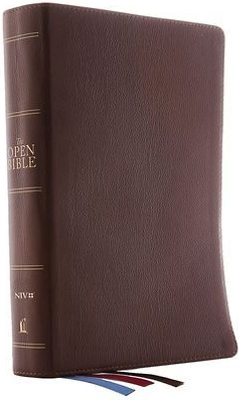 The Niv, Open Bible, Genuine Leather, Brown, Red Letter Edition, Comfort Print