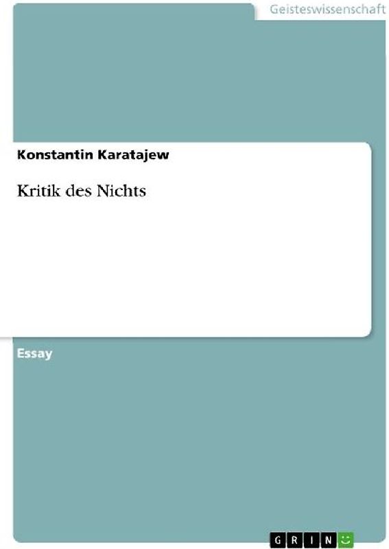 Kritik des Nichts