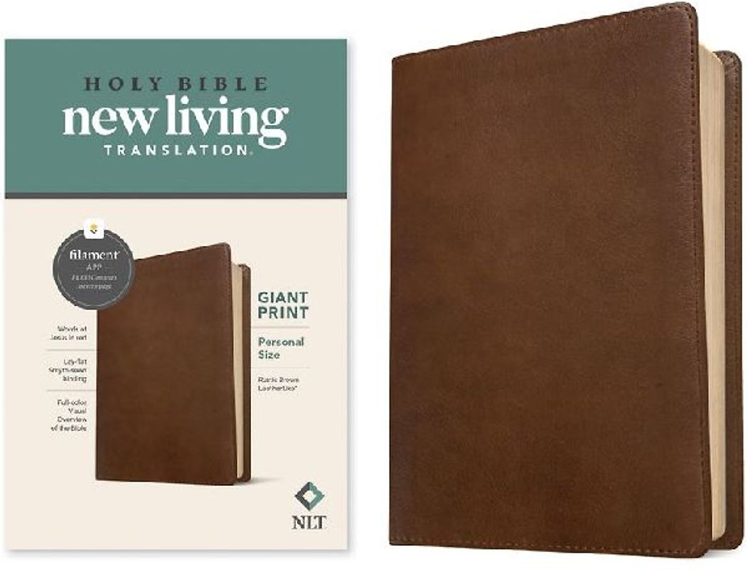 NLT Personal Size Giant Print Bible, Filament Enabled Edition (Red Letter, Leatherlike, Rustic Brown)