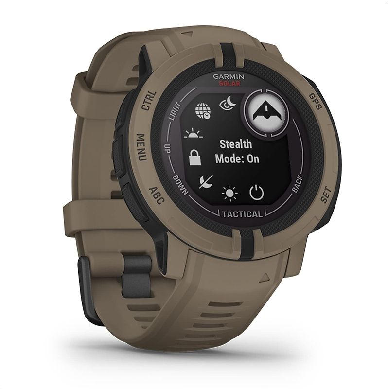 Garmin Instinct 2 Solar Tactical Édition 45 mm marron et bracelet en silicone marron