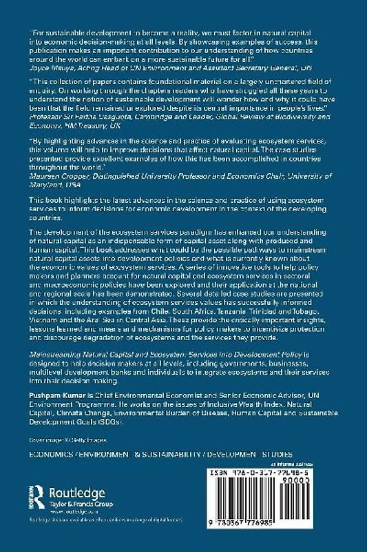 Mainstreaming Natural Capital and Ecosystem Services into Development Policy