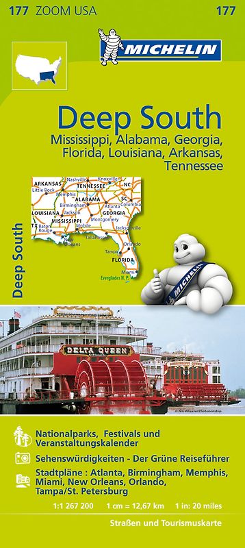Michelin Deep South mit Mississippi, Alabama, Georgia, Florida, Louisiana, Arkansas, Tennessee