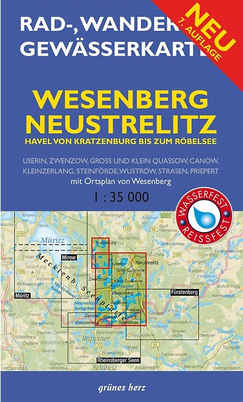 Rad-, Wander- und Gewässerkarte Wesenberg, Neustrelitz – Havel von Ratzeburg bis zum Röblinsee