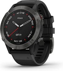 Image of Garmin Fenix 6 Sapphire 47 mm zwart met een zwarte siliconen polsband (Refurbished)