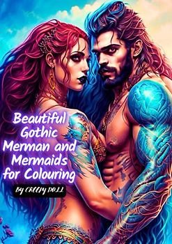 Beautiful Gothic Merman and Mermaids for Colouring