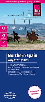 Reise Know-How Landkarte Nordspanien mit Jakobsweg | Northern Spain and Way of St. James (1:350.000)