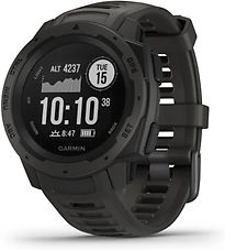 Garmin Instinct 45 mm zwart met een zwarte siliconen polsband