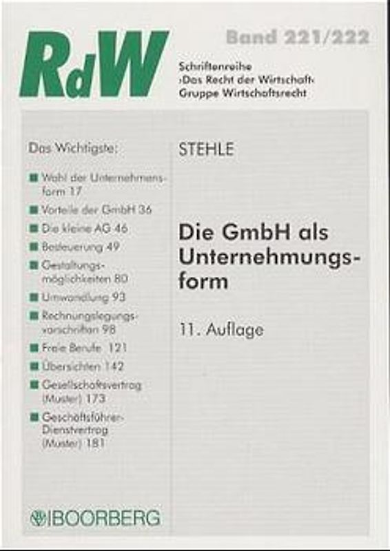 Die GmbH als Unternehmungsform