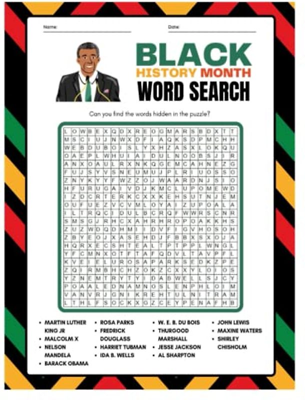 Black History Month Word Search Books: Famous Black Americans Word Search Challenges, large print puzzle activity books with solutions