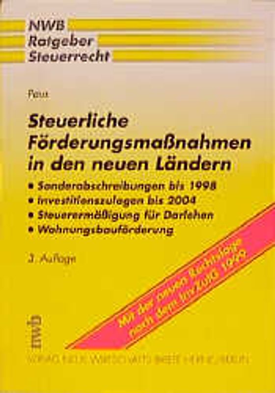 Steuerliche Förderungsmassnahmen in den neuen Ländern