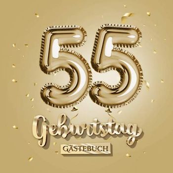 55 Geburtstag - Gästebuch: Gold Deko zum 55.Geburtstag - 55 Jahre Geschenk für Männer oder Frauen - Goldene Partydeko - Buch für Glückwünsche und Fotos der Gäste