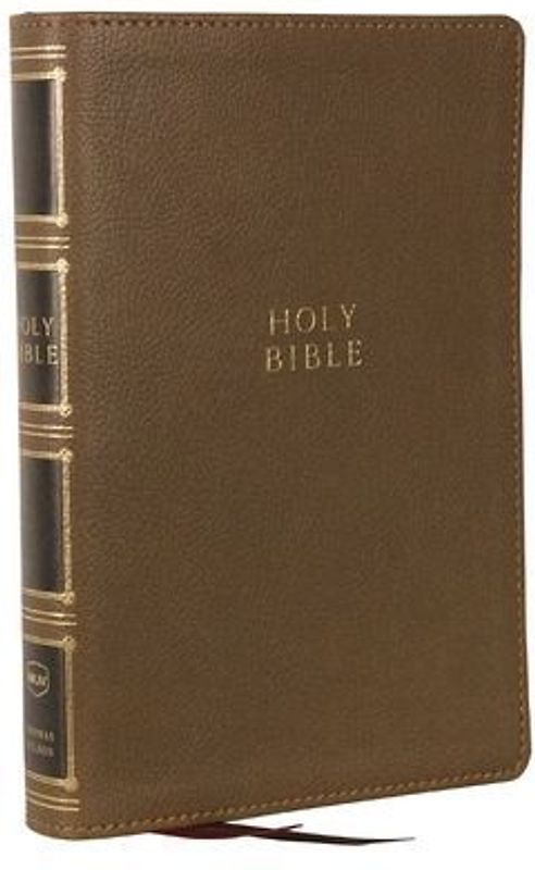 NKJV, Compact Center-Column Reference Bible, Brown Leathersoft, Red Letter, Comfort Print