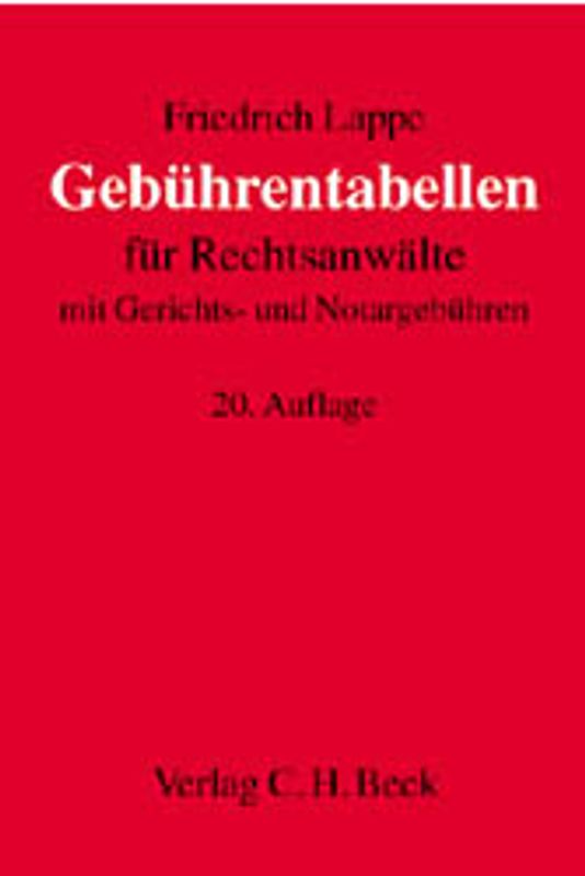 Gebührentabellen für Rechtsanwälte