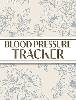 XL Large Print 1-Year Blood Pressure Tracker (Blue Roses on Cream)