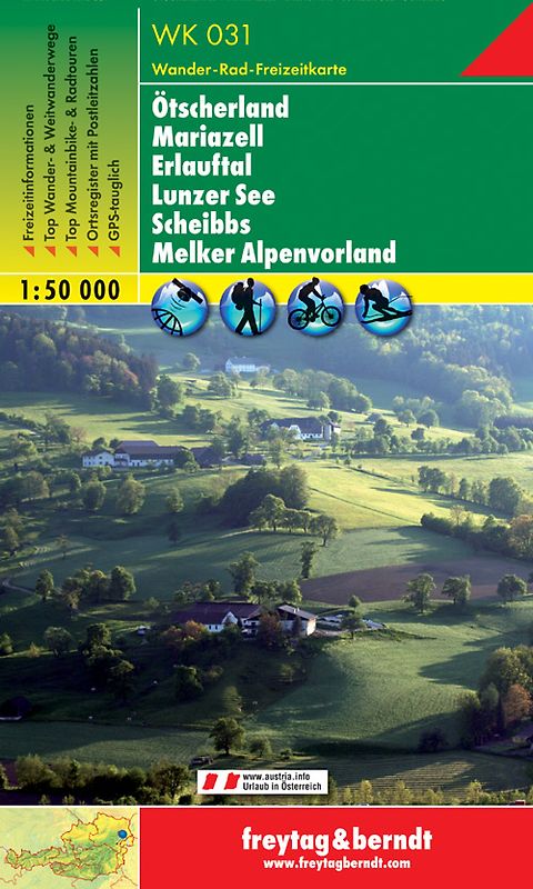 WK 031 Ötscherland - Mariazell - Erlauftal - Lunzer See - Scheibbs - Melker Alpenvorland, Wanderkarte 1:50.000