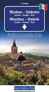 Kümmerly+Frey Regional-Strassenkarte 9 Marken, Umbrien 1:200.000