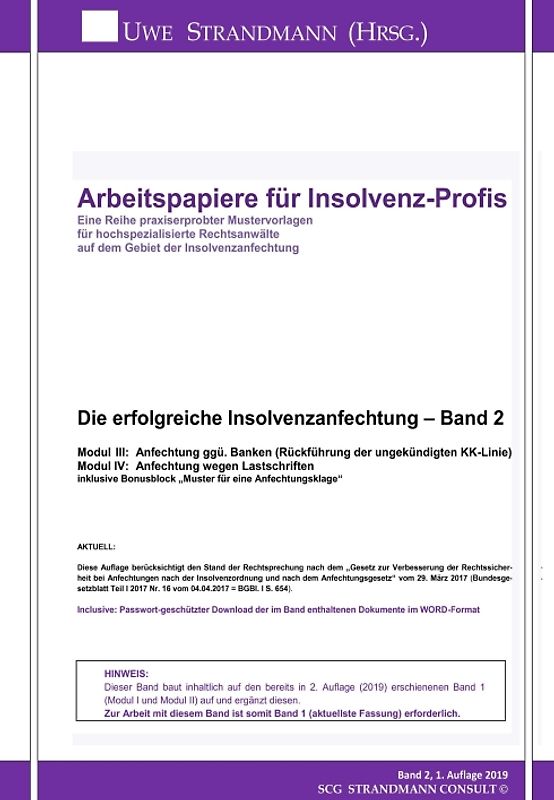 Die erfolgreiche Insolvenzanfechtung – Band 2