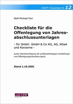 Checkliste für die Offenlegung von Jahresabschlussunterlagen