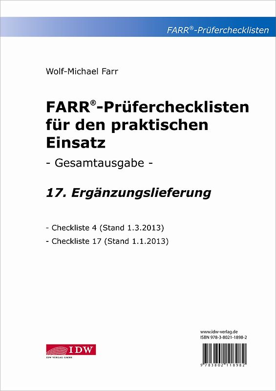 FARR Prüferchecklisten für den praktischen Einsatz