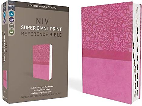 Niv, Super Giant Print Reference Bible (Font Size: 16.5-Point), Leathersoft, Pink, Red Letter, Thumb Indexed, Comfort Print