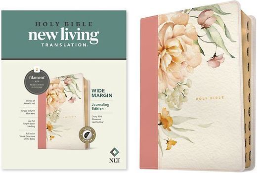 NLT Wide Margin Bible, Filament Enabled (Leatherlike, Dusty Pink Blossoms, Indexed)