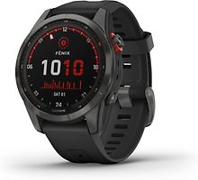 Garmin Fenix 7S 42 mm gris avec bracelet en silicone noir [Wi-Fi, Solar Edition]
