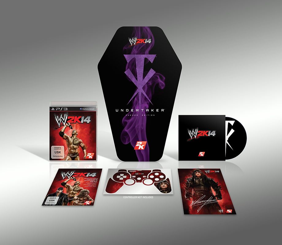 WWE 2K14 [Phenom Edition, Blech Sarg, Sammelkarte, Controllerskin, Undertaker Film] PlayStation 3