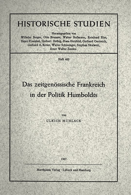 Das zeitgenössische Frankreich in der Politik Humboldts