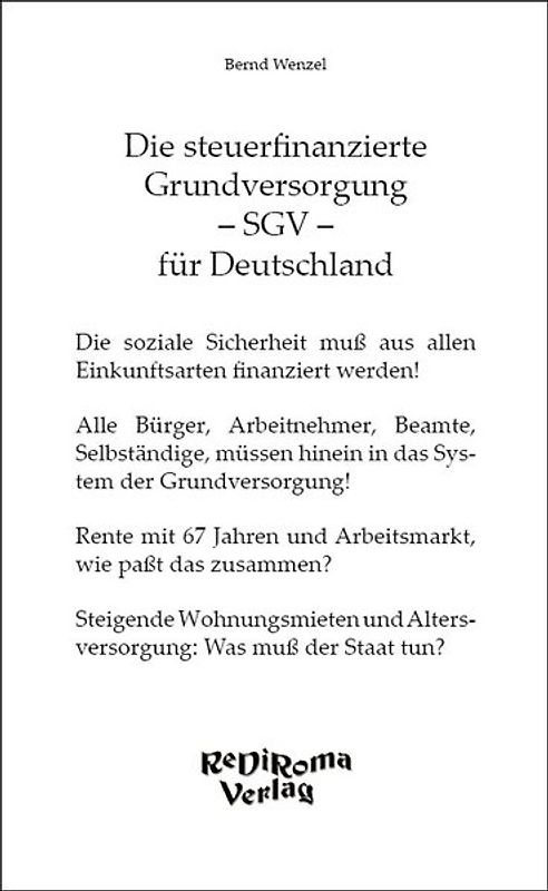 Die steuerfinanzierte Grundversorgung – SGV – für Deutschland