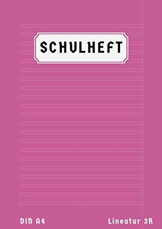 Schulheft A4 Lineatur 3R: 50 Blatt | Schreibheft Lineatur 3 Mit Rand | Deutschheft Klasse 3 | Din A4 | Rosa