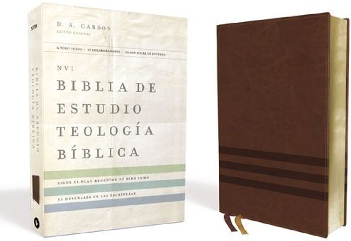 Nvi, Biblia de Estudio Teología Bíblica, Interior a Cuatro Colores, Leathersoft, Café
