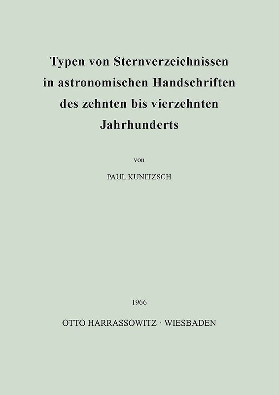 Typen von Sternverzeichnissen in astronomischen Handschriften des zehnten bis vierzehnten Jahrhunderts