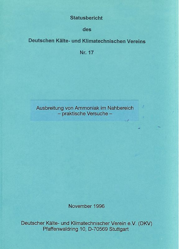 Ausbreitung von Ammoniak im Nahbereich - praktische Versuche