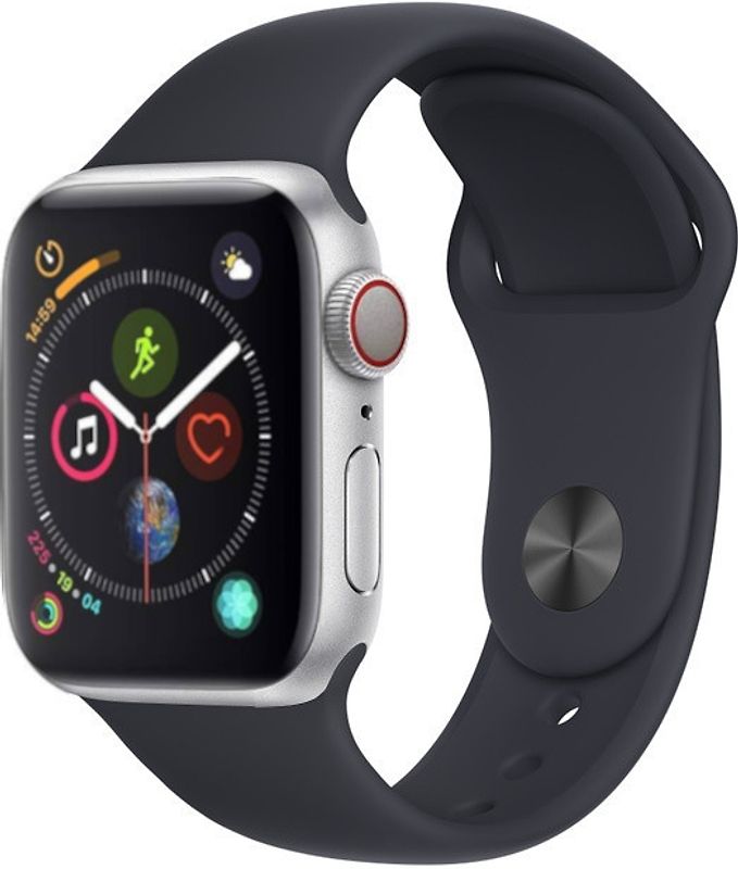 Apple Watch Series 4 40 mm boîtier en aluminium argent avec Bracelet Sport noir [Wifi+Cellular]