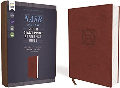 NASB, Super Giant Print Reference Bible (Font Size: 16.5-point), Leathersoft, Brown, Red Letter, 1995 Text, Comfort Print