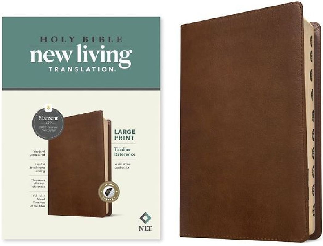 NLT Large Print Thinline Reference Bible, Filament Enabled Edition (Red Letter, Leatherlike, Rustic Brown, Indexed)