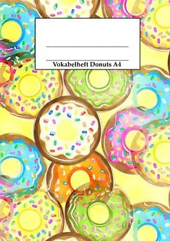Vokabelheft Donuts A4: Vokabelheft für Erwachsene, Kinder, Jungen und Mädchen, DIN A4, dreispaltig
