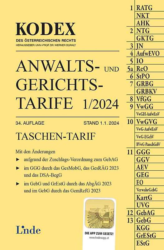 KODEX Anwalts- und Gerichtstarife 1/2024