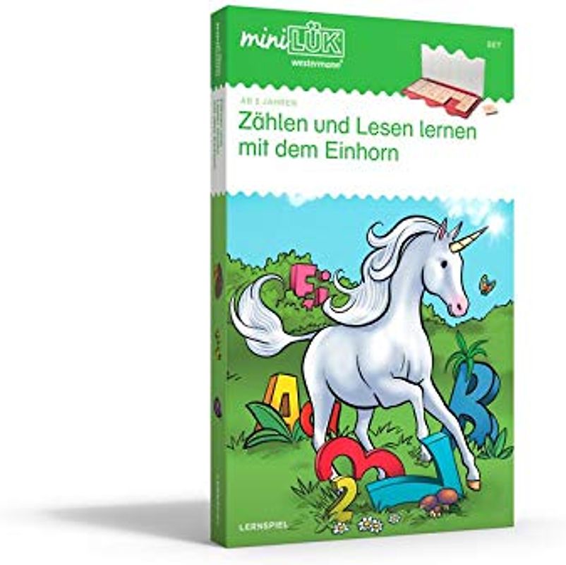 Georg-Westermann-Verlag miniLÜK-Set Zählen und Lesen Lernen mit dem Einhorn: Vorschule/1. Klasse - Mathematik, Deutsch (miniLÜK-Sets: Kasten + Übungsheft/e)