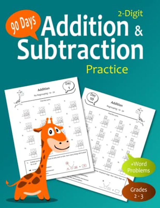 90 Days 2-Digit Addition and Subtraction Practice: Math Workbook for Grades 2-3