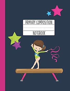 Primary Composition Notebook: A Purple Gymnastics Primary Composition Notebook For Girls Grades K-2 Featuring Handwriting Lines | Brunette Girl Gifts