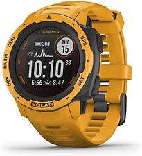 Image of Garmin Instinct Solar 45 mm geel met een gele siliconen polsband (Refurbished)