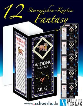 12 Sternzeichen-Karten Fantasy-Edition mit Sternzeichentexten