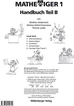 Mathetiger 1, Handbuch Teil B · Erstausgabe