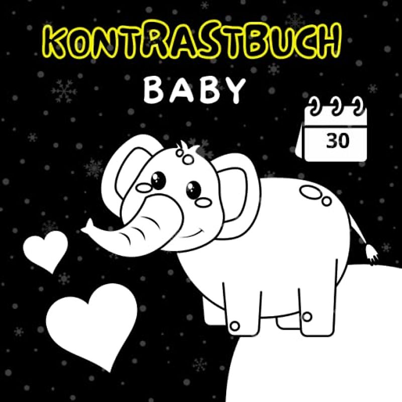 Kontrastbuch Baby: hwarz Weiß Buch Baby | Erstes Bilderbuch zur visuellen Stimulation für Neugeborene, ab 0 Monate