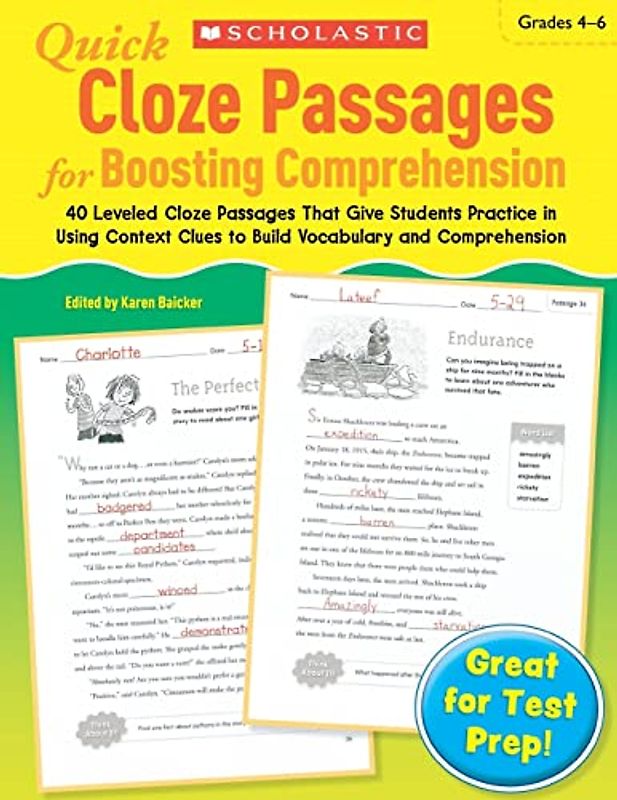 Quick Cloze Passages for Boosting Comprehension, Grades 4-6