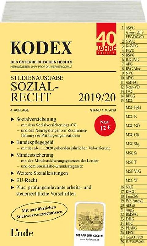 KODEX Studienausgabe Sozialrecht 2019/20