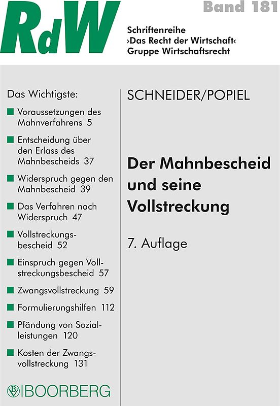 Der Mahnbescheid und seine Vollstreckung