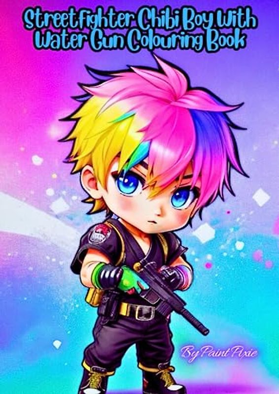 Streetfighter Chibi Boy With Water Gun Colouring Book